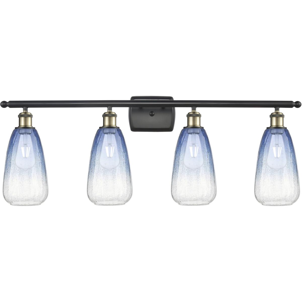 Innovations Lighting 516-4W-BAB-G480-6SB Ballston Brookhaven Almond 4 Light 36 inch Black Antique Brass Bath Vanity Light Wall Light in Sapphire Blue