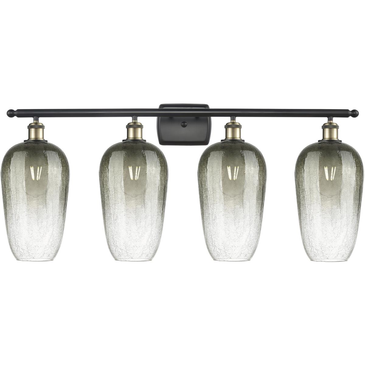 Innovations Lighting 516-4W-BAB-G484-7SL Ballston Brookhaven Flute 4 Light 37 inch Black Antique Brass Bath Vanity Light Wall Light in Slate Glass