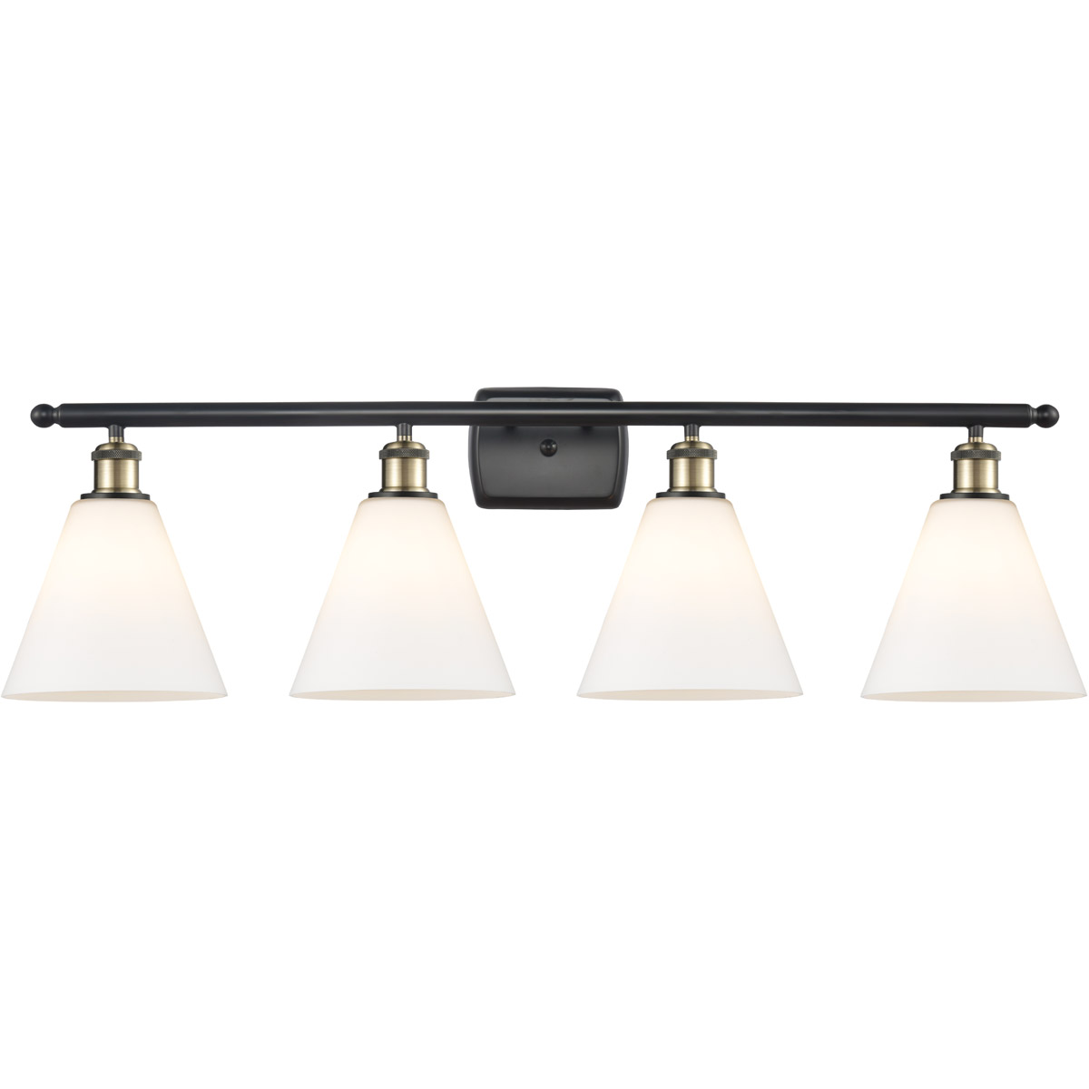 Innovations Lighting 516-4W-BAB-GBC-81 Ballston Ballston Cone 4 Light 38 inch Black Antique Brass Bath Vanity Light Wall Light in Matte White Glass