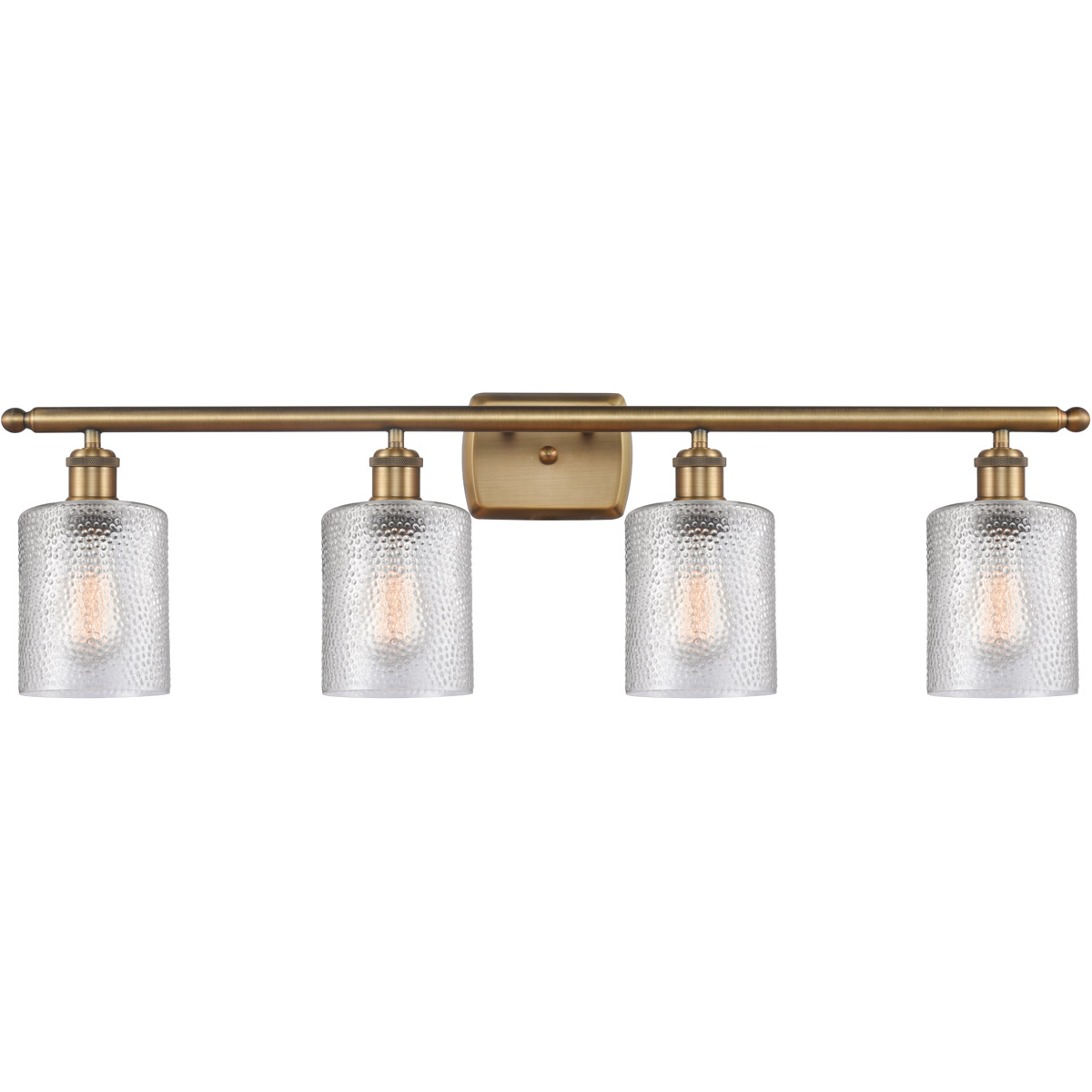 Innovations Lighting 516-4W-BB-G112-LED Ballston Cobbleskill LED 36 inch Brushed Brass Bath Vanity Light Wall Light in Clear Glass, Ballston