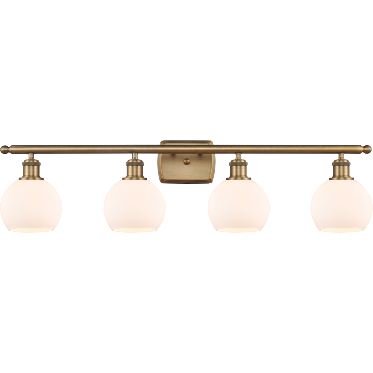 Innovations Lighting 516-4W-BB-G121-6 Ballston Athens 4 Light 36 inch Brushed Brass Bath Vanity Light Wall Light in Matte White Glass