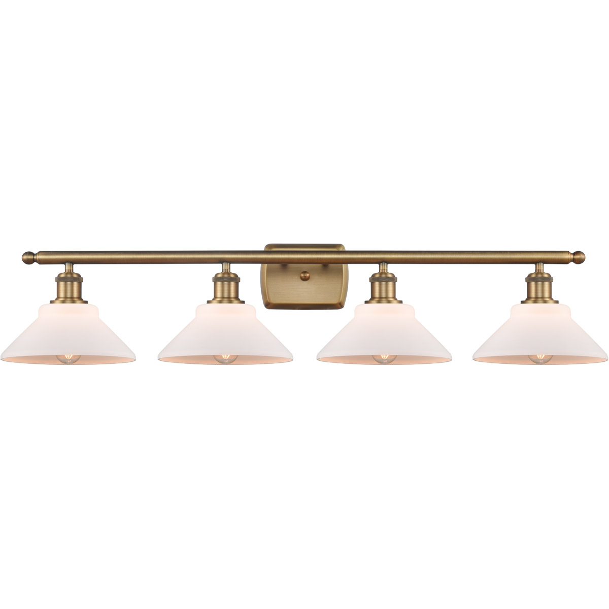 Innovations Lighting 516-4W-BB-G131 Ballston Orwell 4 Light 36 inch Brushed Brass Bath Vanity Light Wall Light in Matte White Glass, Ballston