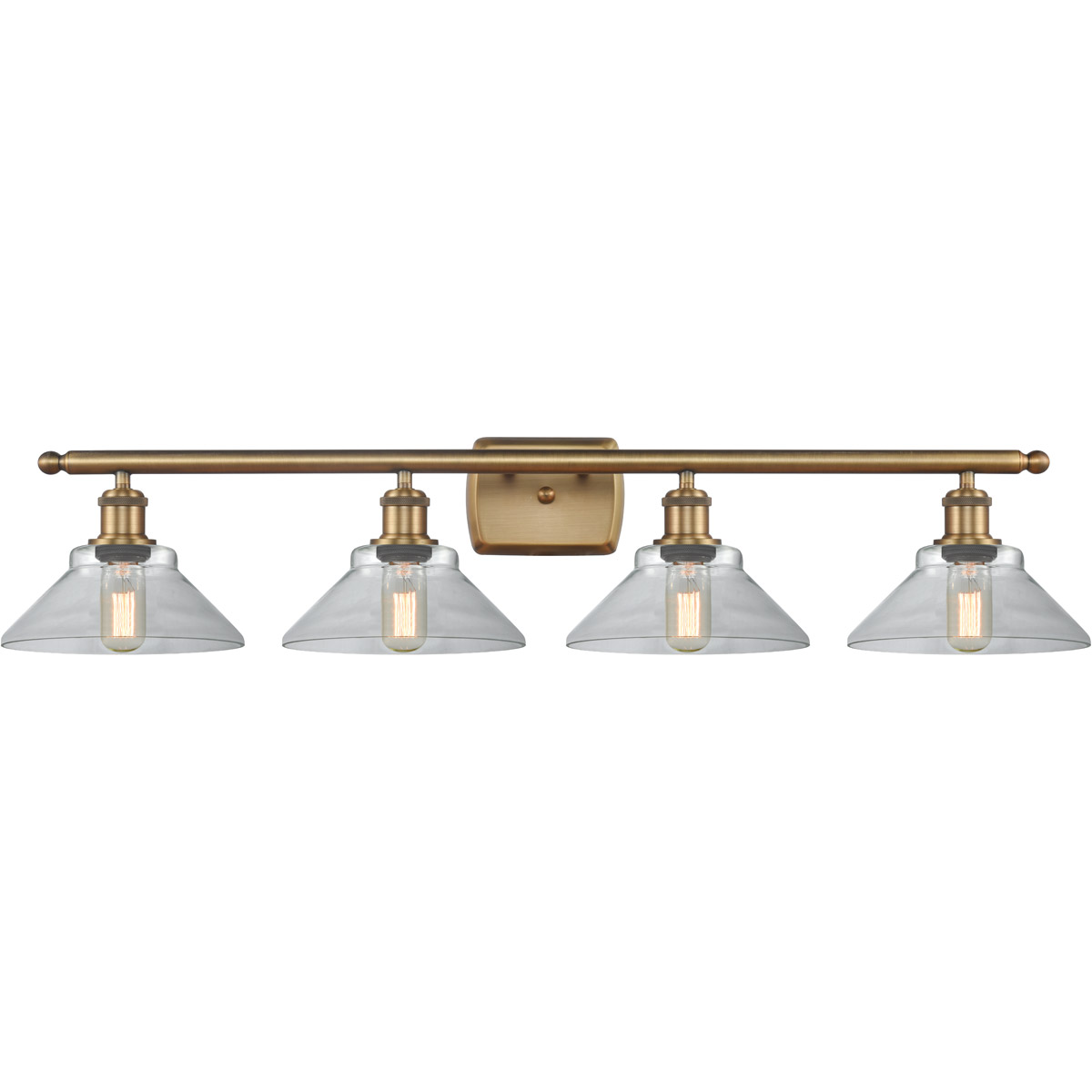 Innovations Lighting 516-4W-BB-G132-LED Ballston Orwell LED 36 inch Brushed Brass Bath Vanity Light Wall Light in Clear Glass, Ballston