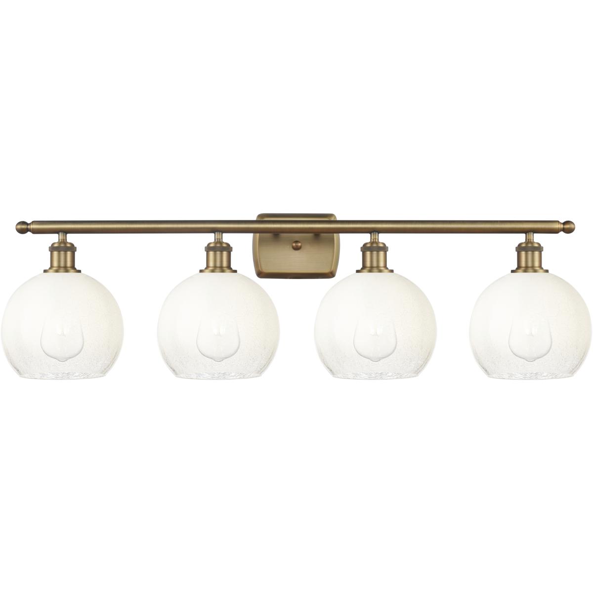 Innovations Lighting 516-4W-BB-G483-8OP Ballston Brookhaven Globe 4 Light 38 inch Brushed Brass Bath Vanity Light Wall Light in Opal Glass