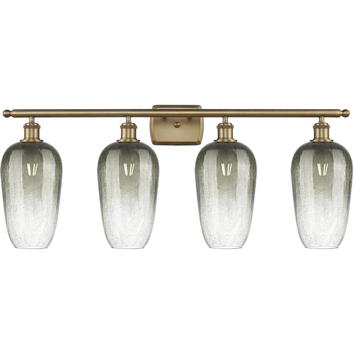 Innovations Lighting 516-4W-BB-G484-7SL Ballston Brookhaven Flute 4 Light 37 inch Brushed Brass Bath Vanity Light Wall Light in Slate Glass