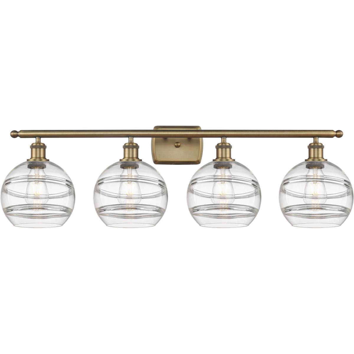 Innovations Lighting 516-4W-BB-G556-8CL Ballston Rochester 4 Light 38 inch Brushed Brass Bath Vanity Light Wall Light