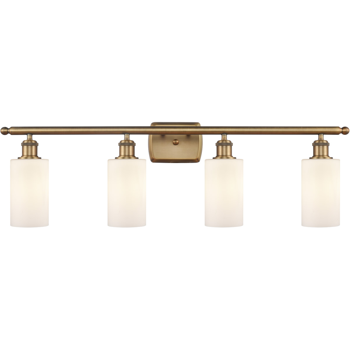 Innovations Lighting 516-4W-BB-G801 Ballston Clymer 4 Light 36 inch Brushed Brass Bath Vanity Light Wall Light in Matte White Glass, Ballston