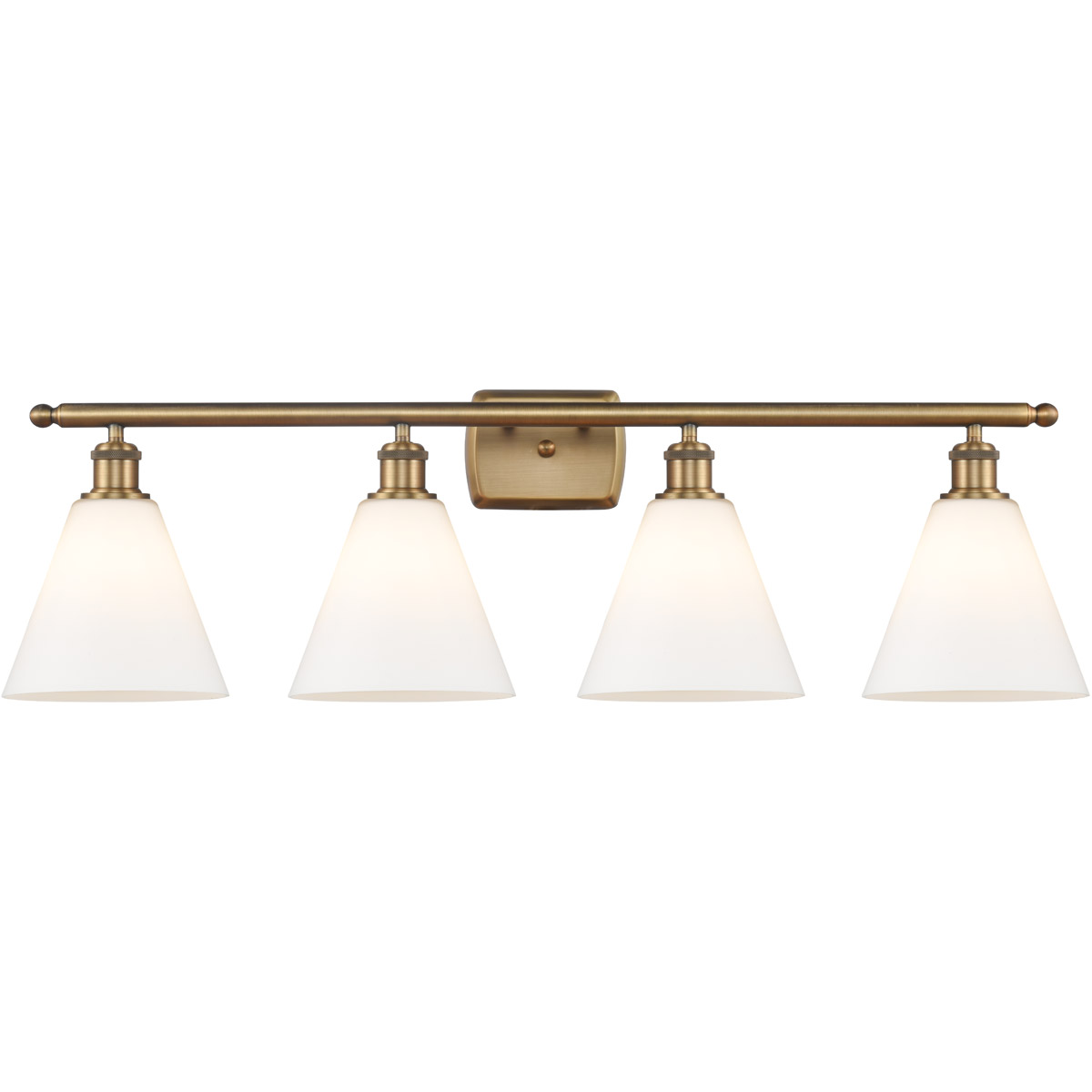 Innovations Lighting 516-4W-BB-GBC-81 Ballston Ballston Cone 4 Light 38 inch Brushed Brass Bath Vanity Light Wall Light in Matte White Glass