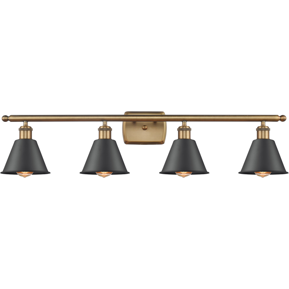 Innovations Lighting 516-4W-BB-M8-BK Ballston Smithfield 4 Light 36 inch Brushed Brass Bath Vanity Light Wall Light
