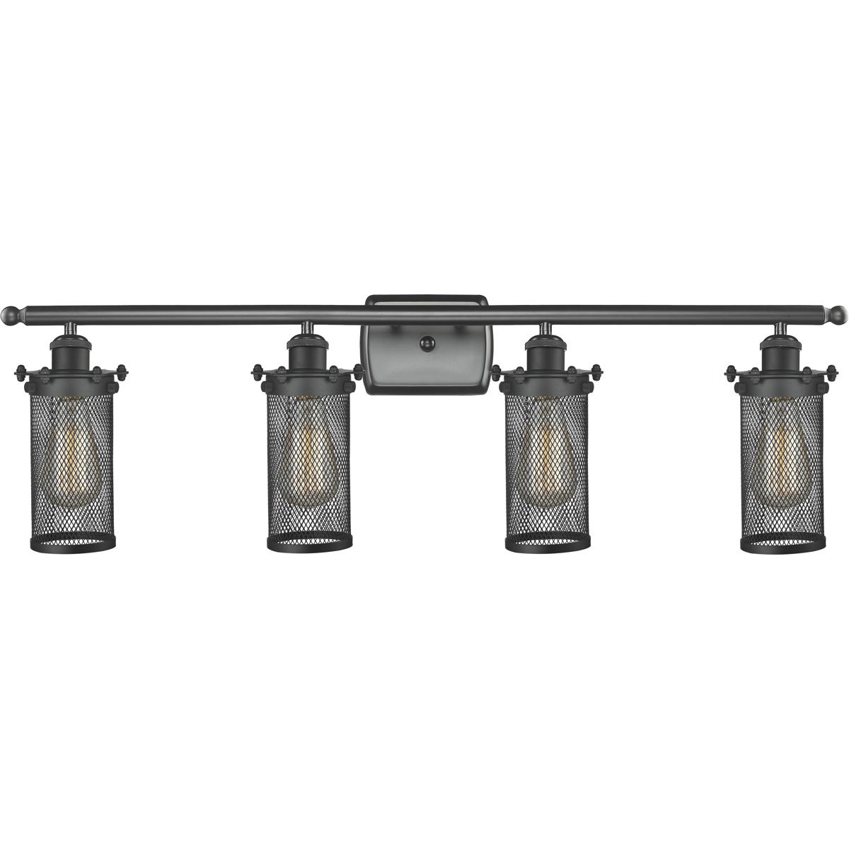 Innovations Lighting 516-4W-BK-CE219 Austere Bleecker 4 Light 36 inch Matte Black Bath Vanity Light Wall Light