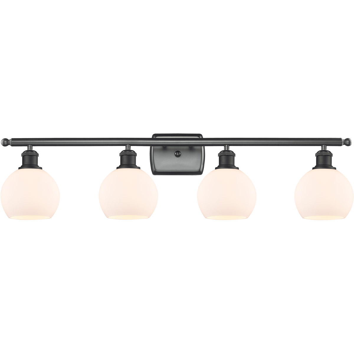 Innovations Lighting 516-4W-BK-G121-6 Ballston Athens 4 Light 36 inch Matte Black Bath Vanity Light Wall Light in Matte White Glass