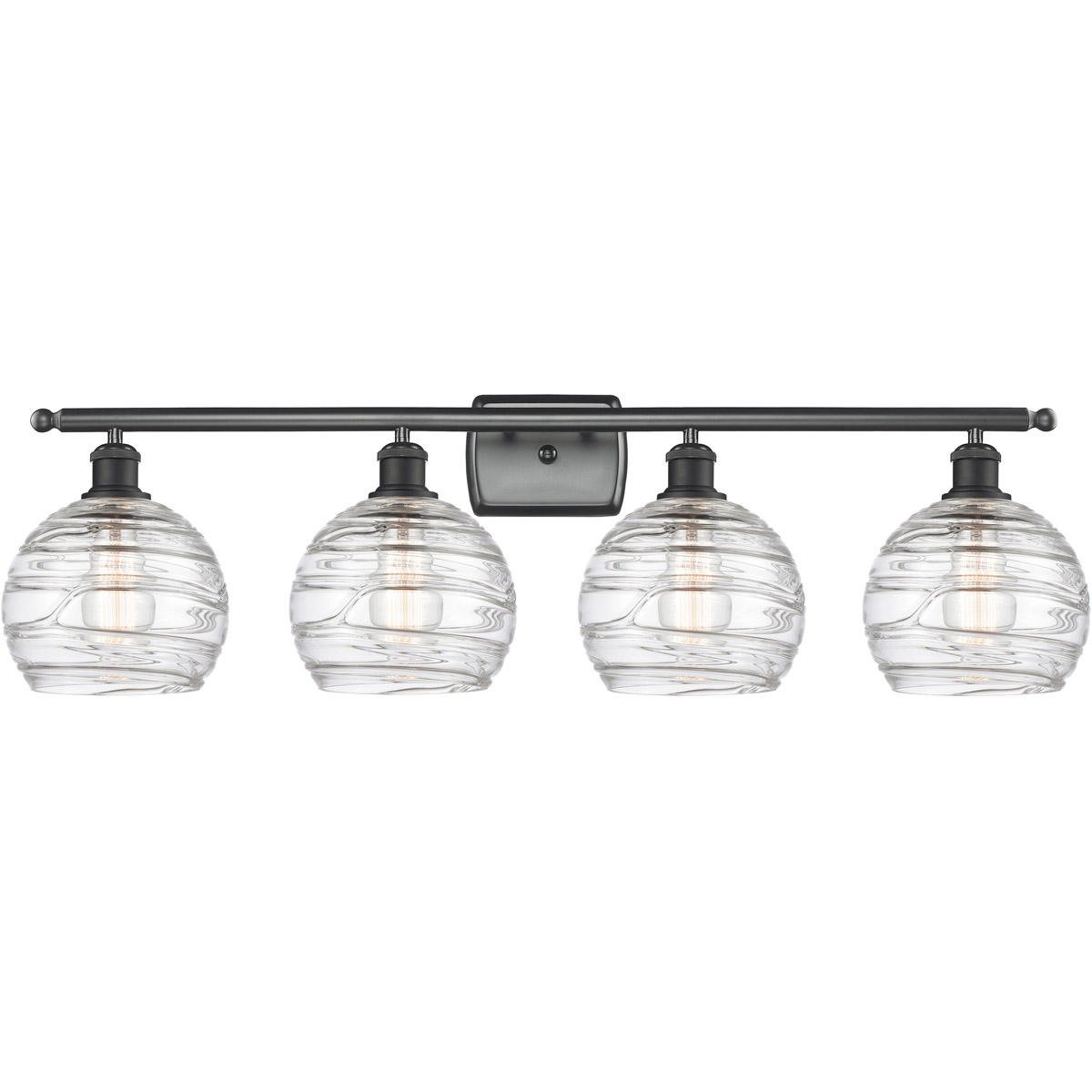 Innovations Lighting 516-4W-BK-G1213-8-LED Ballston Deco Swirl LED 36 inch Matte Black Bath Vanity Light Wall Light, Ballston
