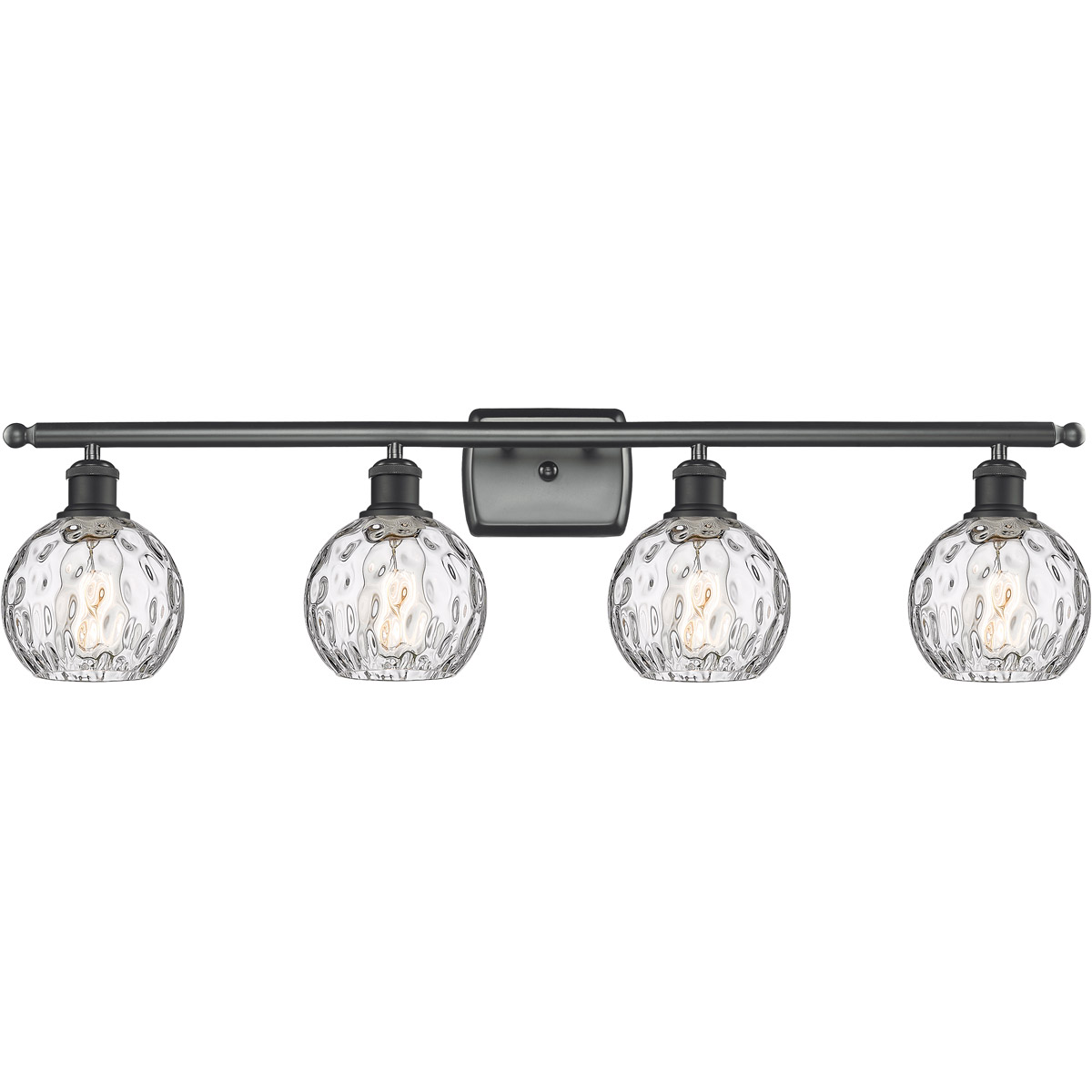 Innovations Lighting 516-4W-BK-G1215-6 Ballston Athens Water Glass 4 Light 36 inch Matte Black Bath Vanity Light Wall Light