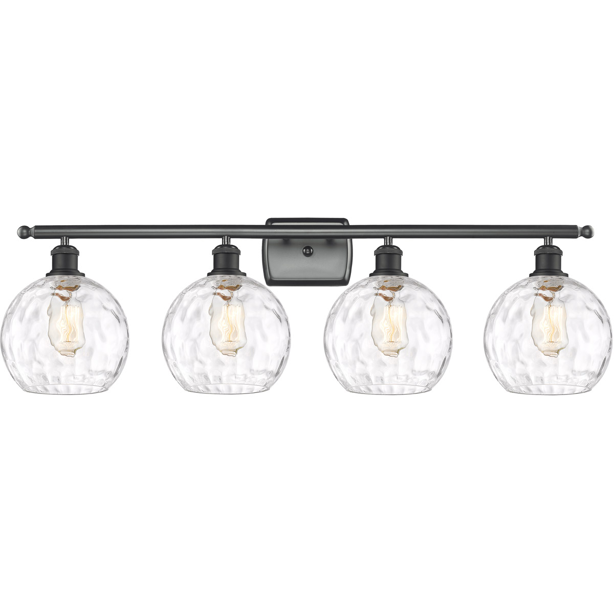 Innovations Lighting 516-4W-BK-G1215-8-LED Ballston Athens Water Glass LED 36 inch Matte Black Bath Vanity Light Wall Light