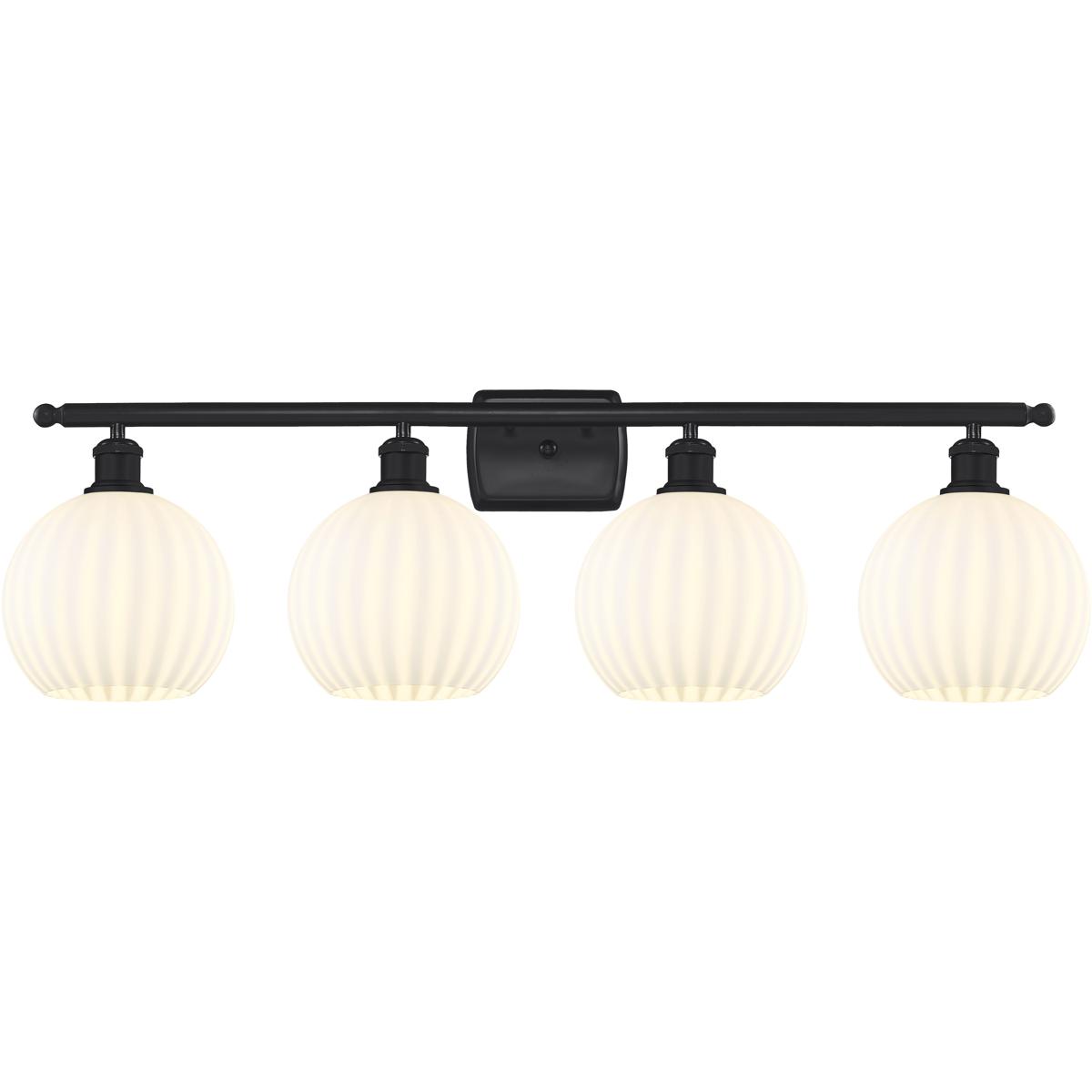 Innovations Lighting 516-4W-BK-G1217-8WV Ballston White Venetian 4 Light 38 inch Matte Black Bath Vanity Light Wall Light