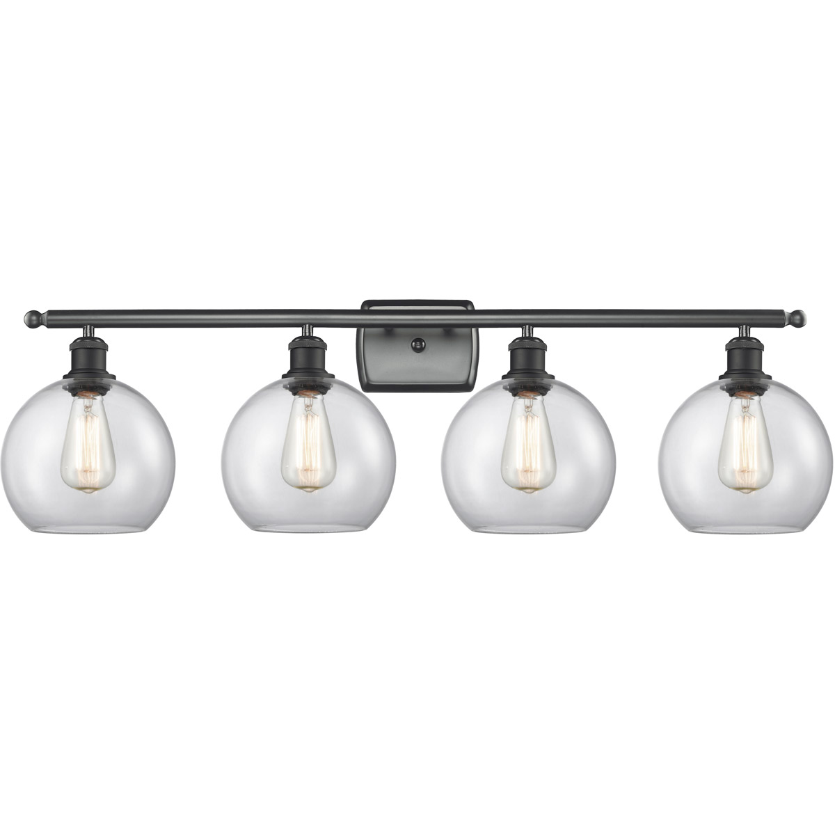 Innovations Lighting 516-4W-BK-G122-LED Ballston Athens LED 36 inch Matte Black Bath Vanity Light Wall Light in Clear Glass, Ballston