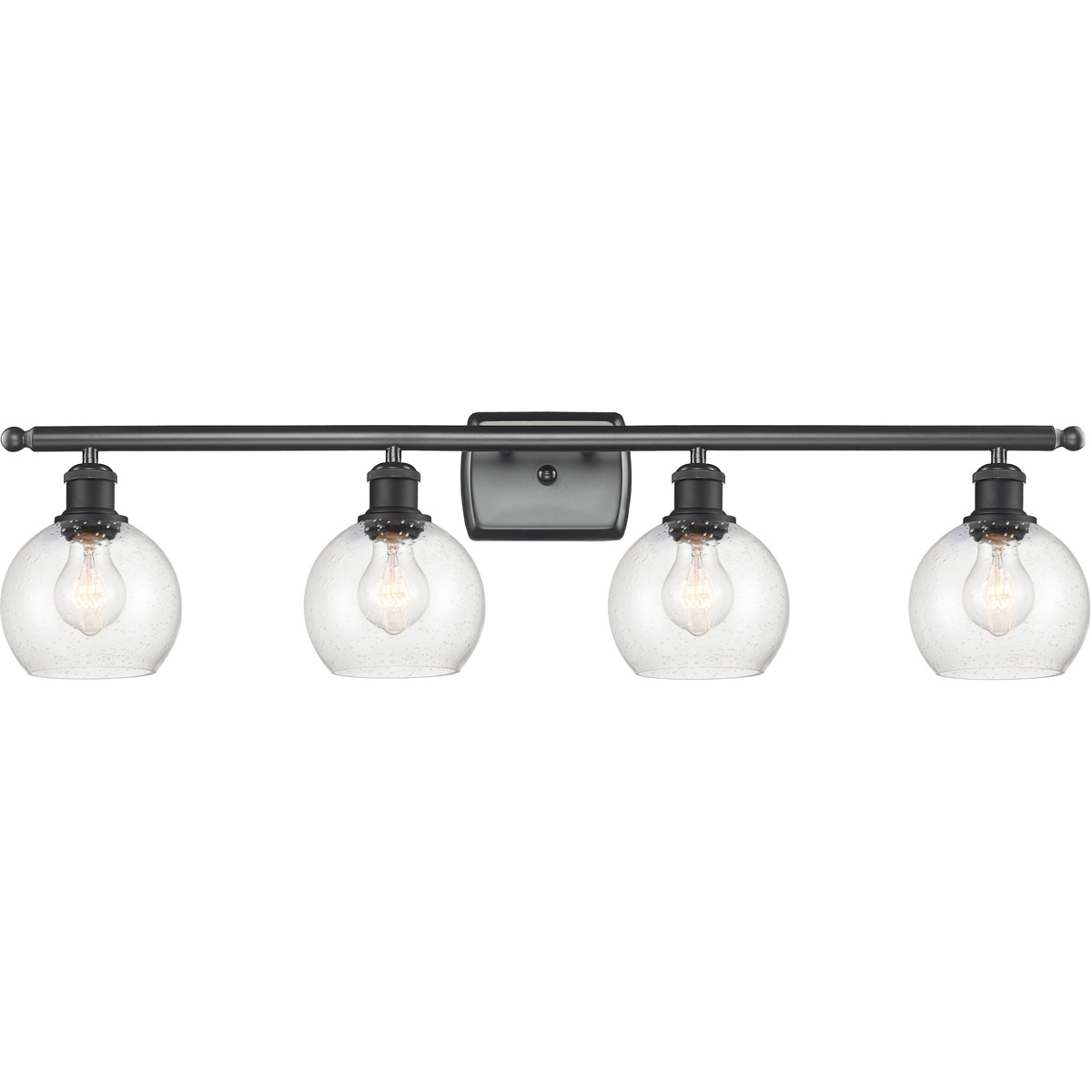 Innovations Lighting 516-4W-BK-G124-6 Ballston Athens 4 Light 36 inch Matte Black Bath Vanity Light Wall Light in Seedy Glass