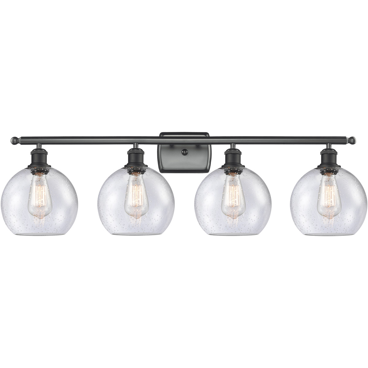 Innovations Lighting 516-4W-BK-G124-8 Ballston Athens 4 Light 36 inch Matte Black Bath Vanity Light Wall Light