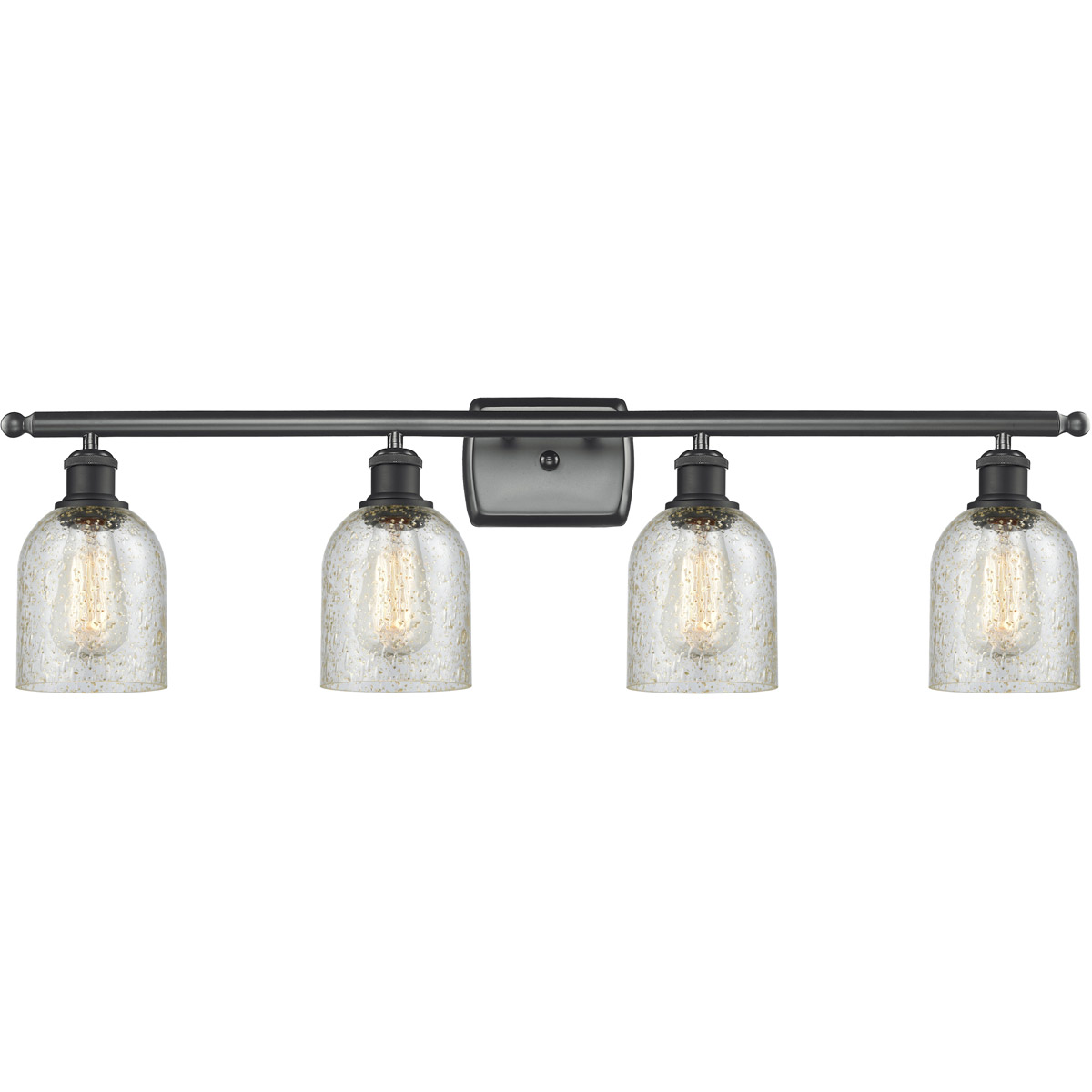 Innovations Lighting 516-4W-BK-G259 Ballston Caledonia 4 Light 36 inch Matte Black Bath Vanity Light Wall Light in Mica Glass, Ballston
