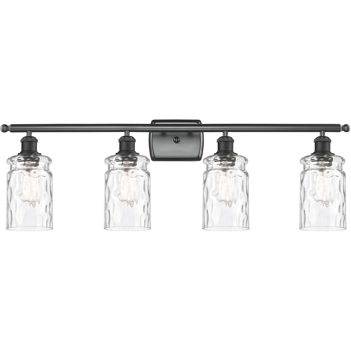 Innovations Lighting 516-4W-BK-G352 Ballston Candor 4 Light 36 inch Matte Black Bath Vanity Light Wall Light in Clear Waterglass, Ballston