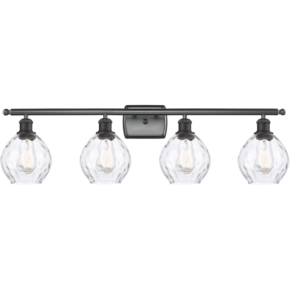 Innovations Lighting 516-4W-BK-G362 Ballston Small Waverly 4 Light 36 inch Matte Black Bath Vanity Light Wall Light, Ballston