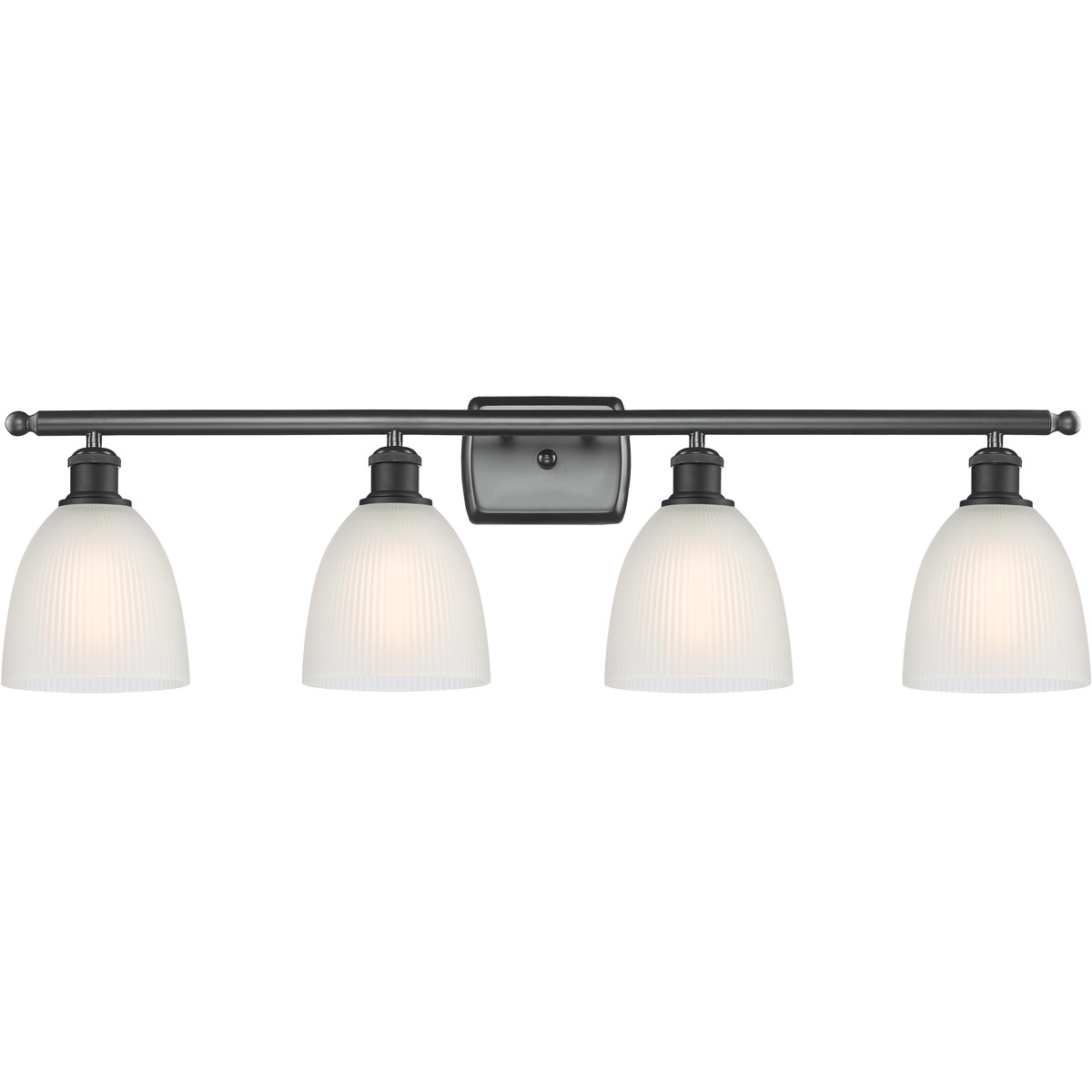 Innovations Lighting 516-4W-BK-G381 Ballston Castile 4 Light 36 inch Matte Black Bath Vanity Light Wall Light in White Glass, Ballston