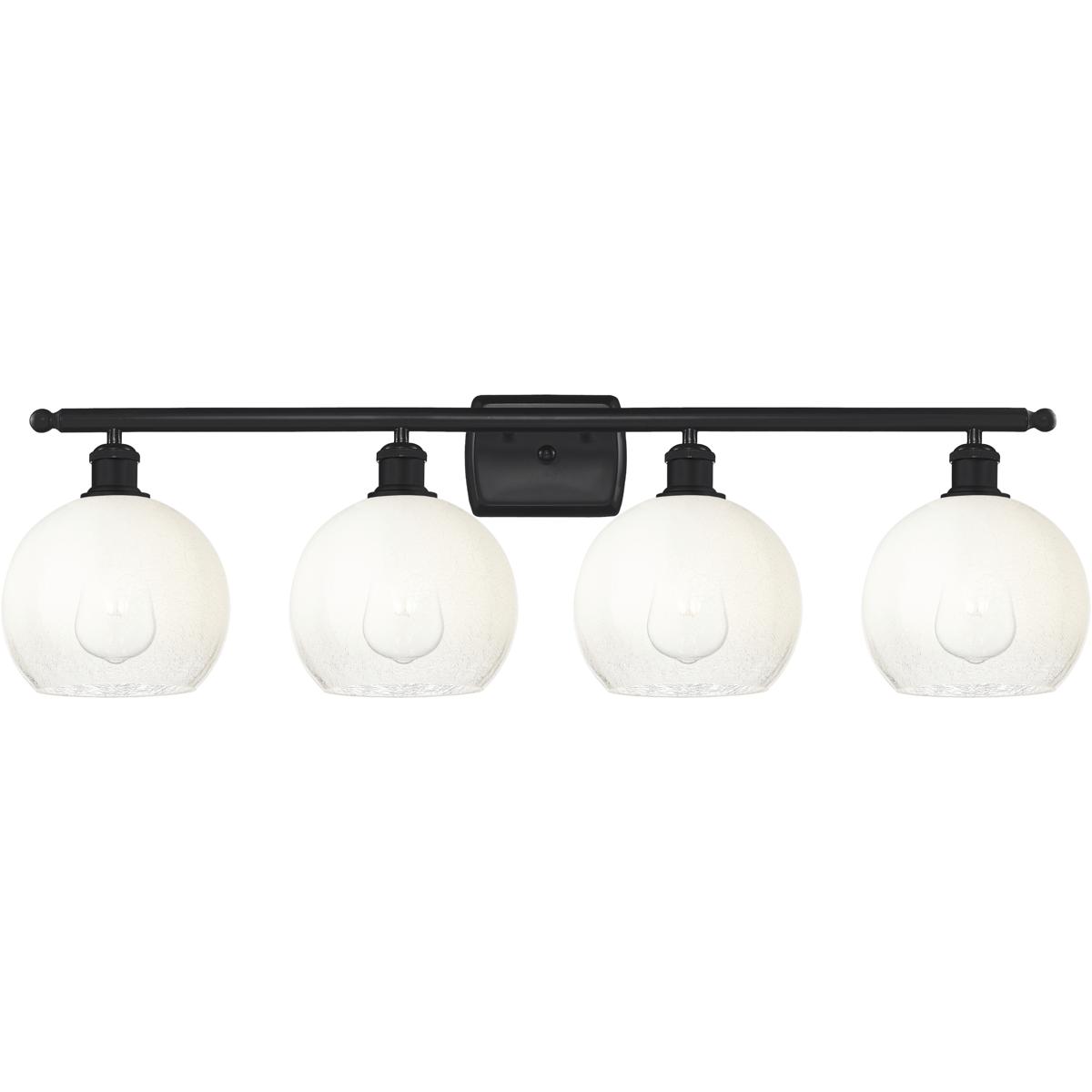 Innovations Lighting 516-4W-BK-G483-8OP Ballston Brookhaven Globe 4 Light 38 inch Matte Black Bath Vanity Light Wall Light in Opal Glass