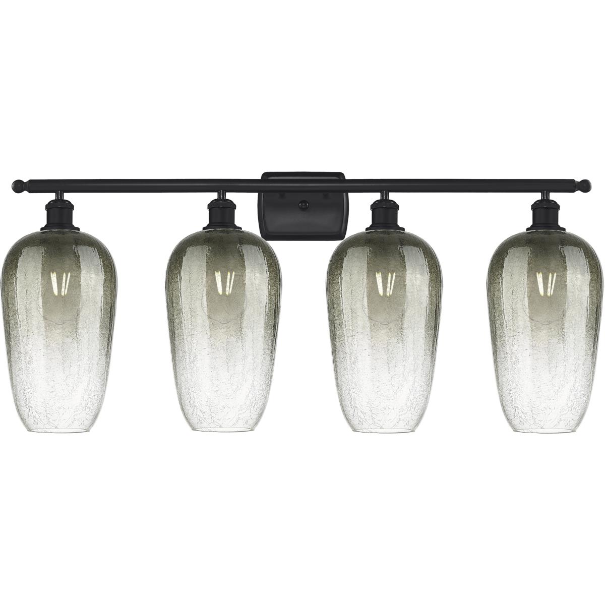 Innovations Lighting 516-4W-BK-G484-7SL Ballston Brookhaven Flute 4 Light 37 inch Matte Black Bath Vanity Light Wall Light in Slate Glass