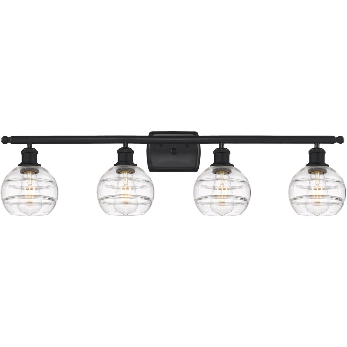Innovations Lighting 516-4W-BK-G556-6CL Ballston Rochester 4 Light 35.88 inch Matte Black Bath Vanity Light Wall Light