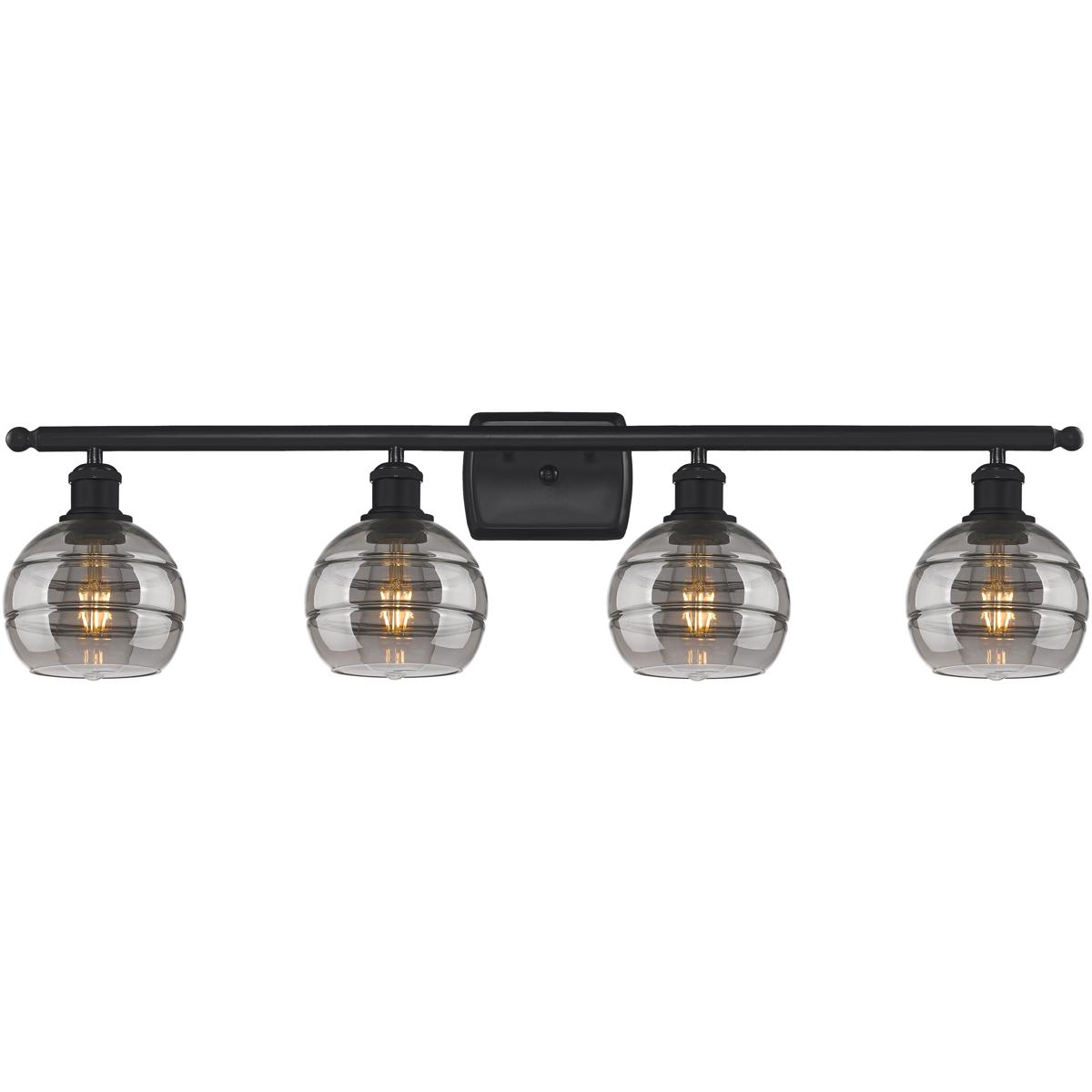 Innovations Lighting 516-4W-BK-G556-6SM Ballston Rochester 4 Light 35.88 inch Matte Black Bath Vanity Light Wall Light
