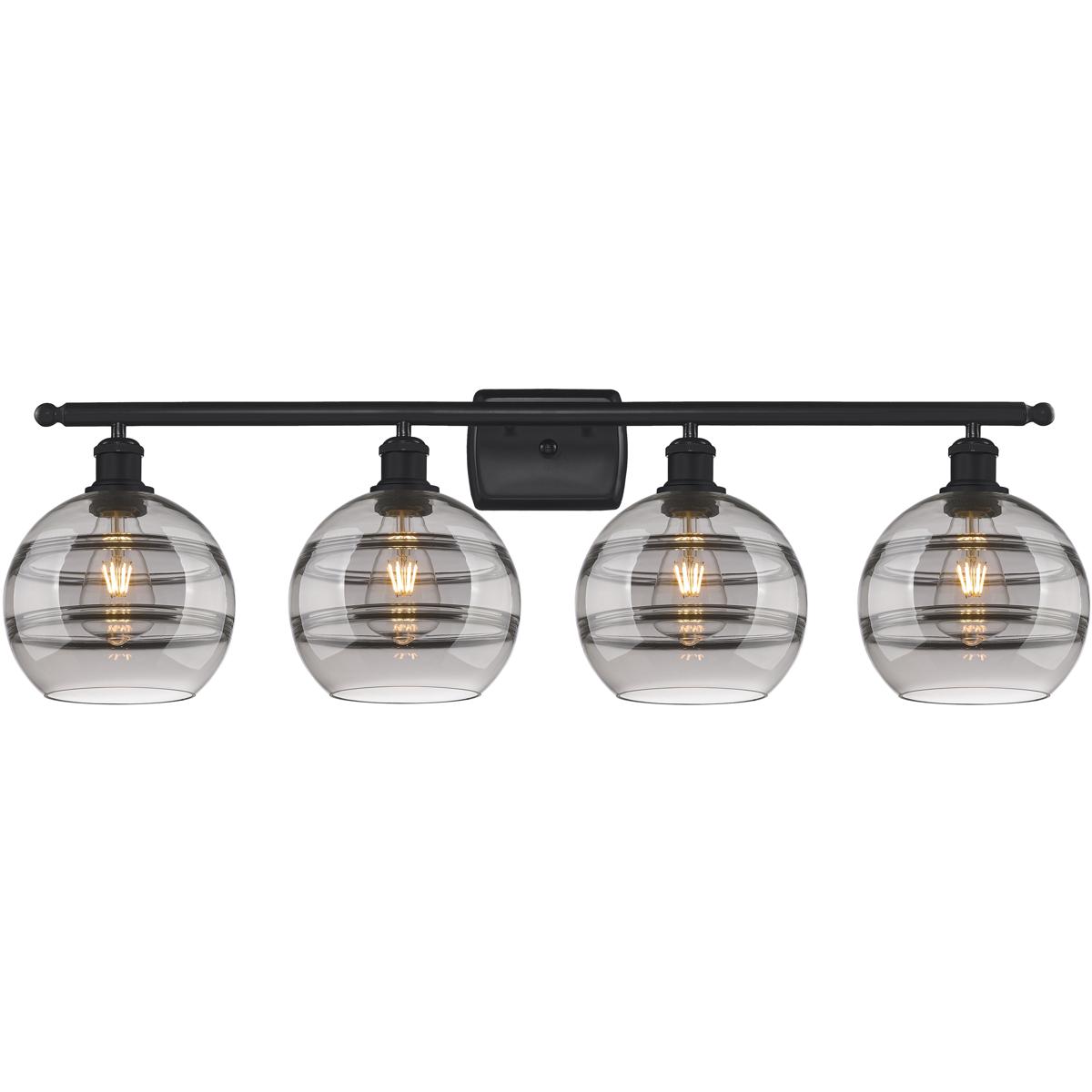 Innovations Lighting 516-4W-BK-G556-8SM Ballston Rochester 4 Light 38 inch Matte Black Bath Vanity Light Wall Light