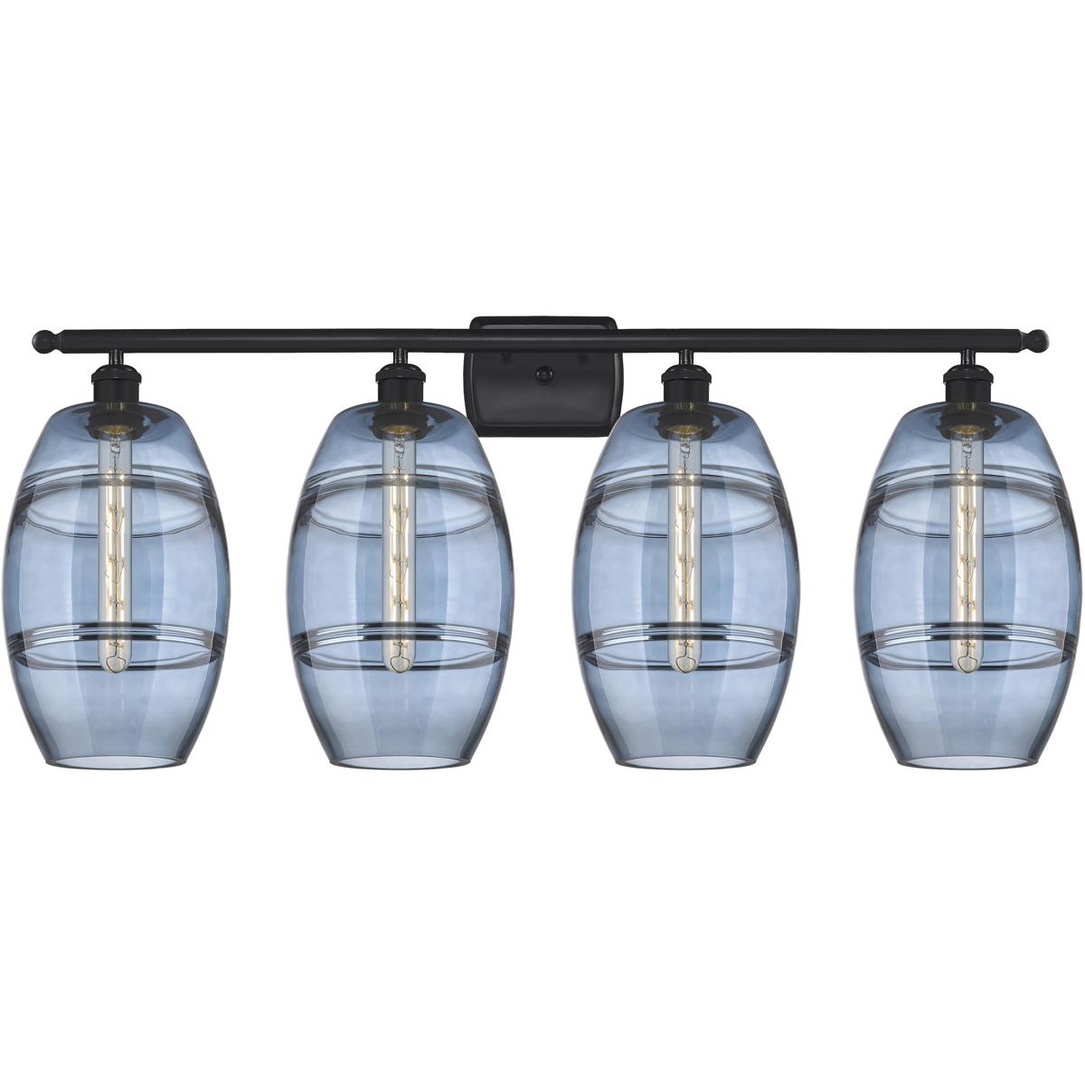 Innovations Lighting 516-4W-BK-G557-8BL Ballston Vaz 4 Light 38 inch Matte Black Bath Vanity Light Wall Light