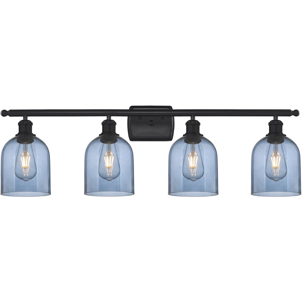 Innovations Lighting 516-4W-BK-G558-6BL Ballston Bella 4 Light 35.5 inch Matte Black Bath Vanity Light Wall Light