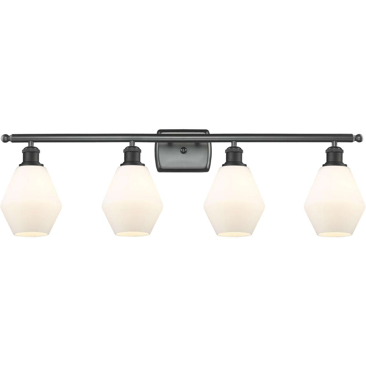 Innovations Lighting 516-4W-BK-G651-6 Ballston Cindyrella 4 Light 36 inch Matte Black Bath Vanity Light Wall Light in Incandescent, Matte White Glass