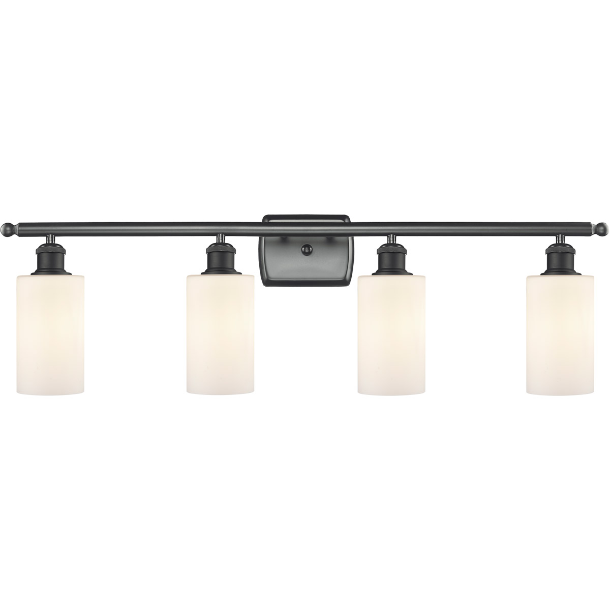 Innovations Lighting 516-4W-BK-G801 Ballston Clymer 4 Light 36 inch Matte Black Bath Vanity Light Wall Light in Matte White Glass, Ballston