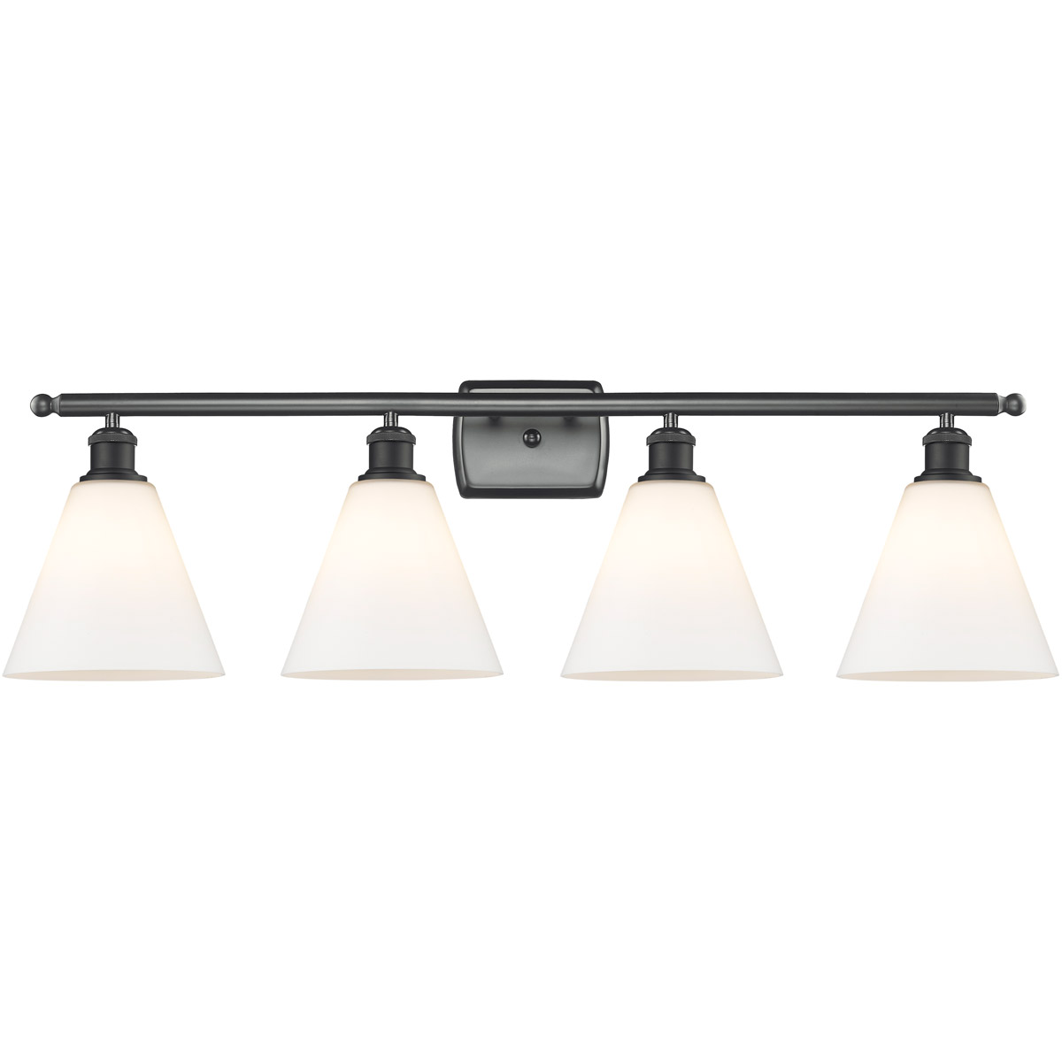 Innovations Lighting 516-4W-BK-GBC-81 Ballston Ballston Cone 4 Light 38 inch Matte Black Bath Vanity Light Wall Light in Matte White Glass