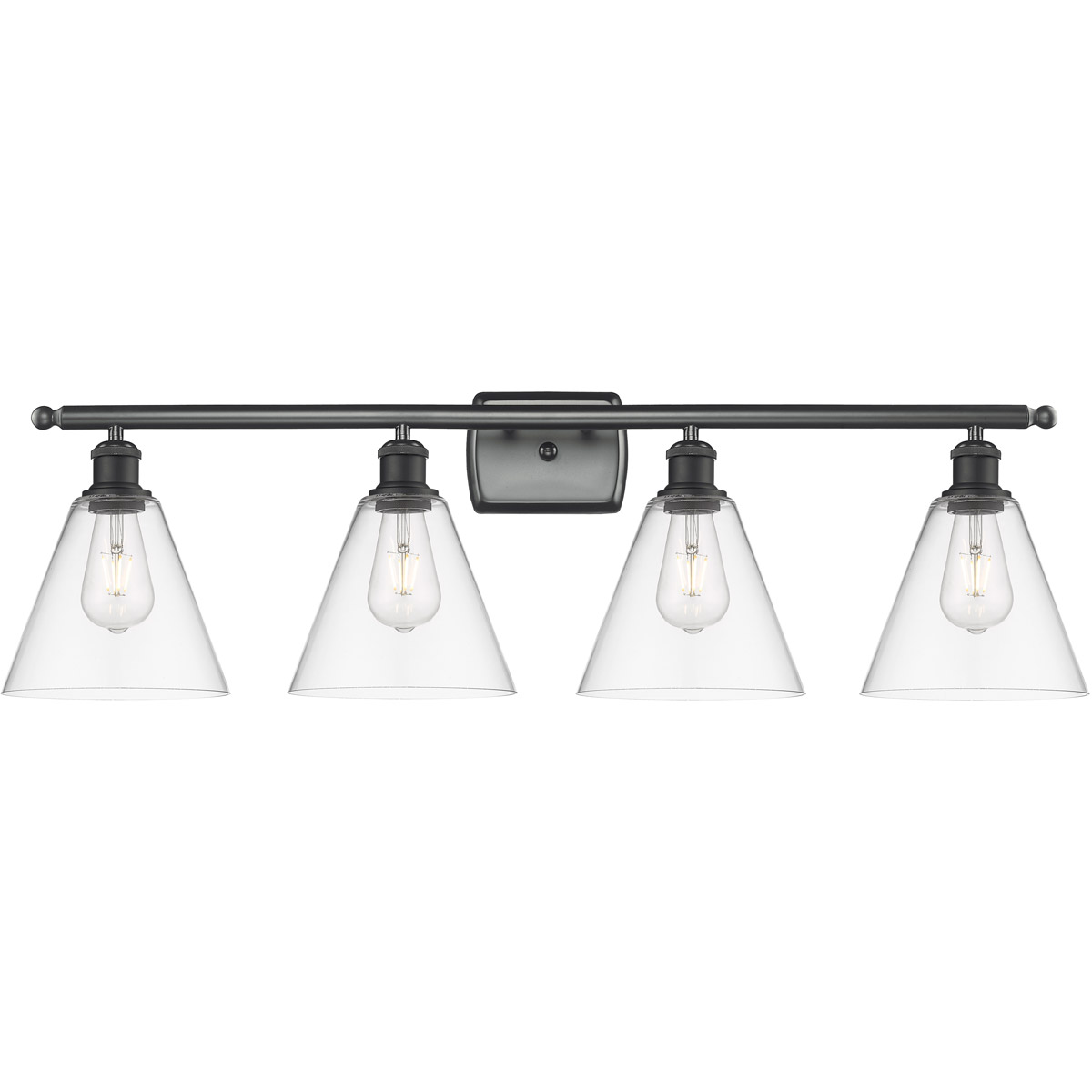 Innovations Lighting 516-4W-BK-GBC-82 Ballston Ballston Cone 4 Light 38 inch Matte Black Bath Vanity Light Wall Light in Clear Glass