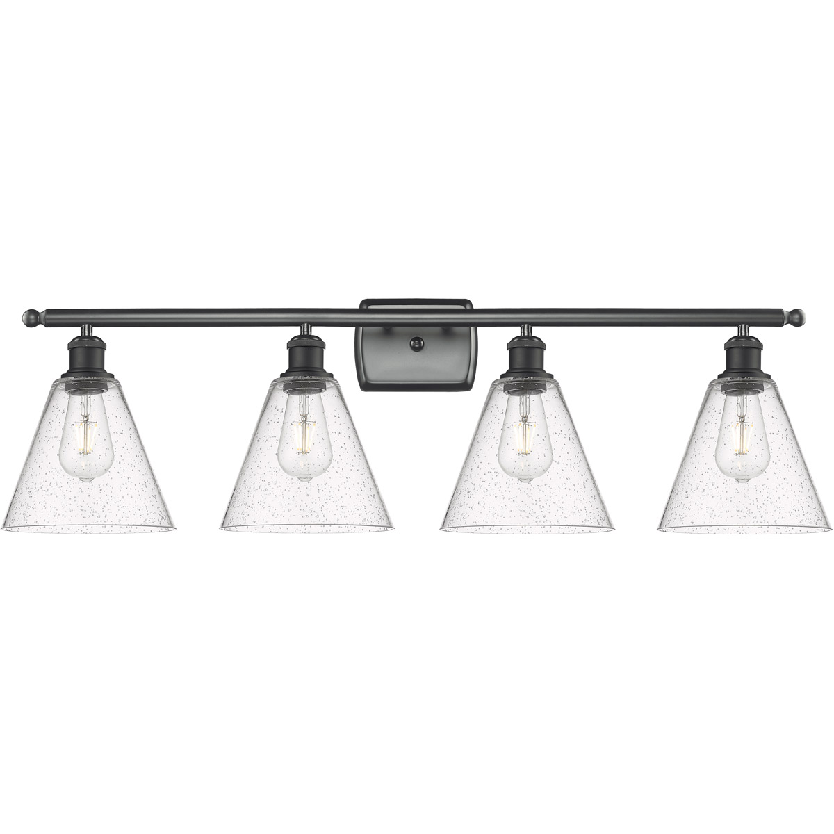Innovations Lighting 516-4W-BK-GBC-84 Ballston Ballston Cone 4 Light 38 inch Matte Black Bath Vanity Light Wall Light in Seedy Glass