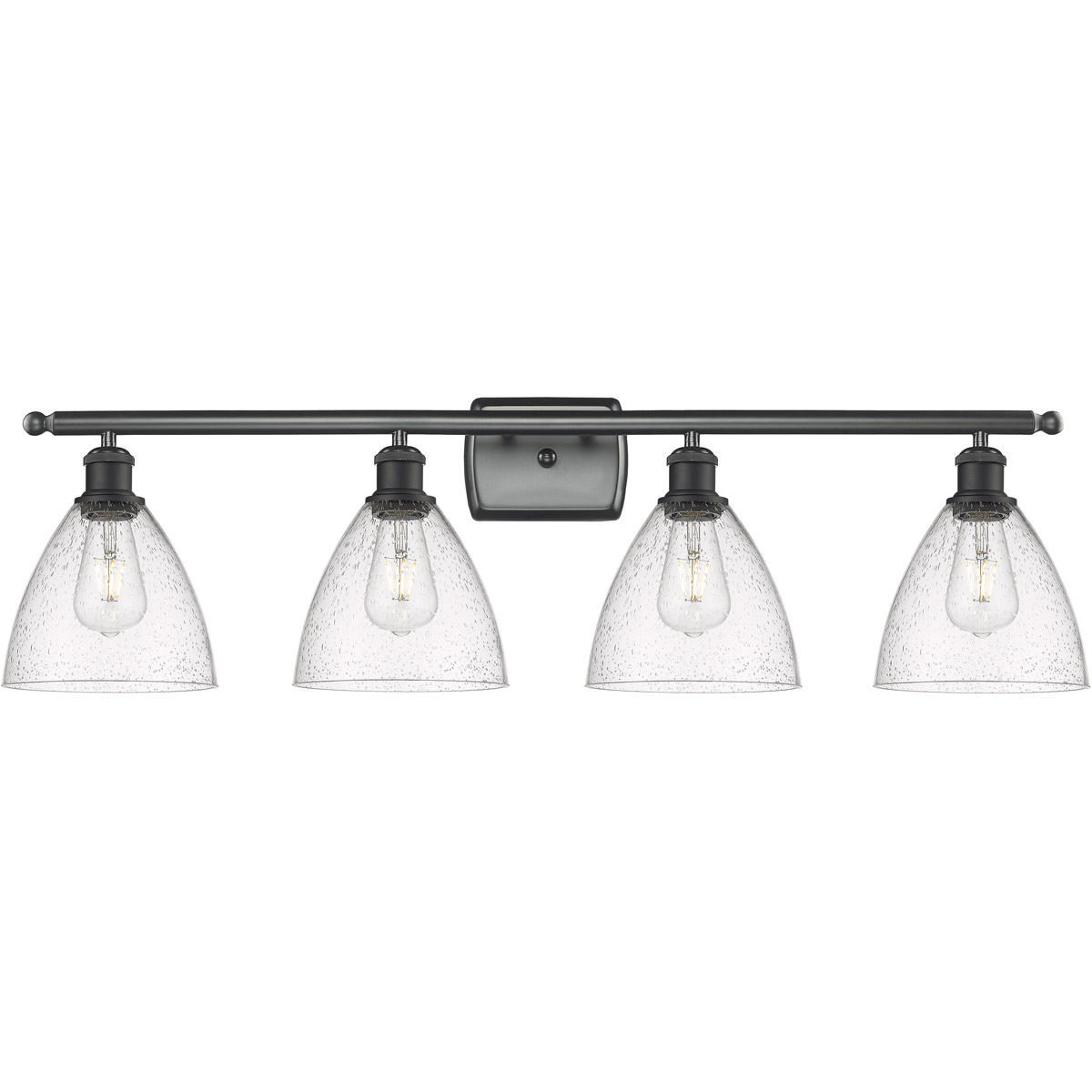 Innovations Lighting 516-4W-BK-GBD-754 Ballston Ballston Dome 4 Light 38 inch Matte Black Bath Vanity Light Wall Light in Seedy Glass