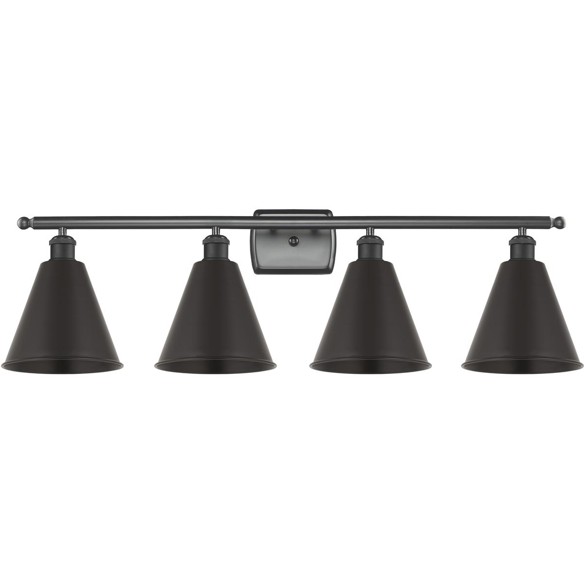Innovations Lighting 516-4W-BK-MBC-8-BK Ballston Cone 4 Light 38 inch Matte Black Bath Vanity Light Wall Light