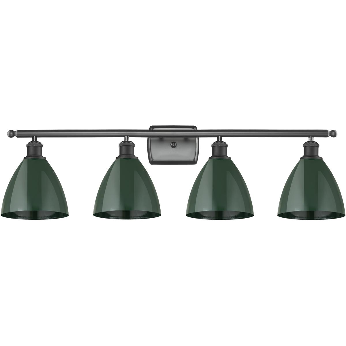 Innovations Lighting 516-4W-BK-MBD-75-GR Ballston Plymouth Dome 4 Light 38 inch Matte Black Bath Vanity Light Wall Light in Matte Green