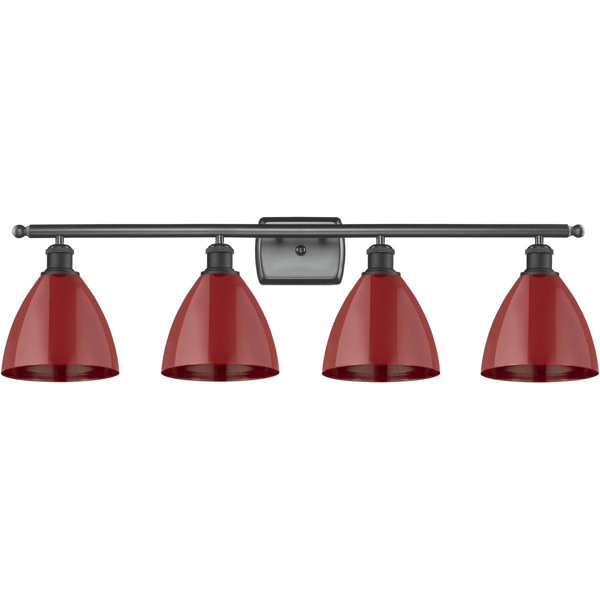 Innovations Lighting 516-4W-BK-MBD-75-RD Ballston Plymouth Dome 4 Light 38 inch Matte Black Bath Vanity Light Wall Light in Matte Red