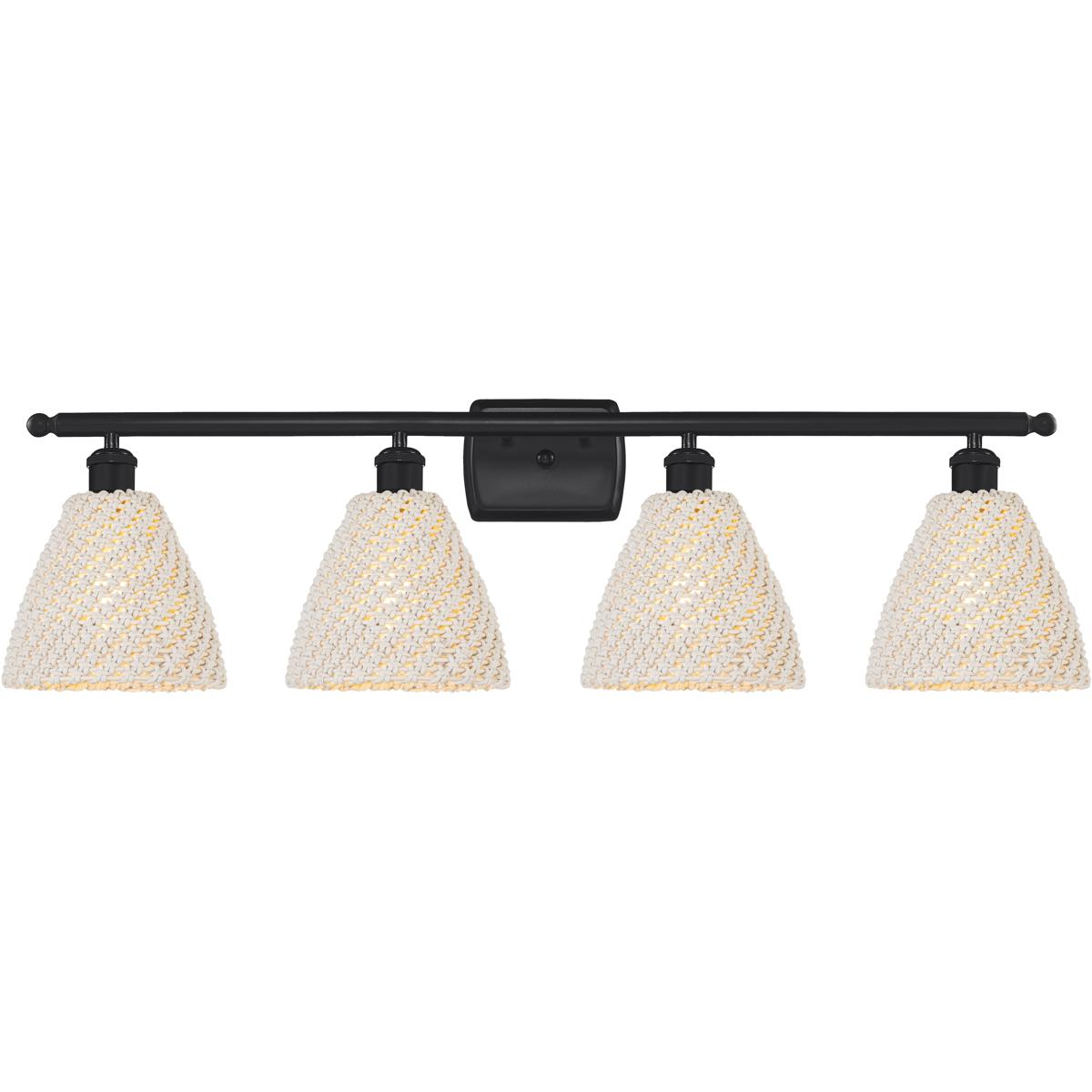 Innovations Lighting 516-4W-BK-NBD-75-NAT Ballston Bristol Natural 4 Light 37.5 inch Matte Black Bath Vanity Light Wall Light