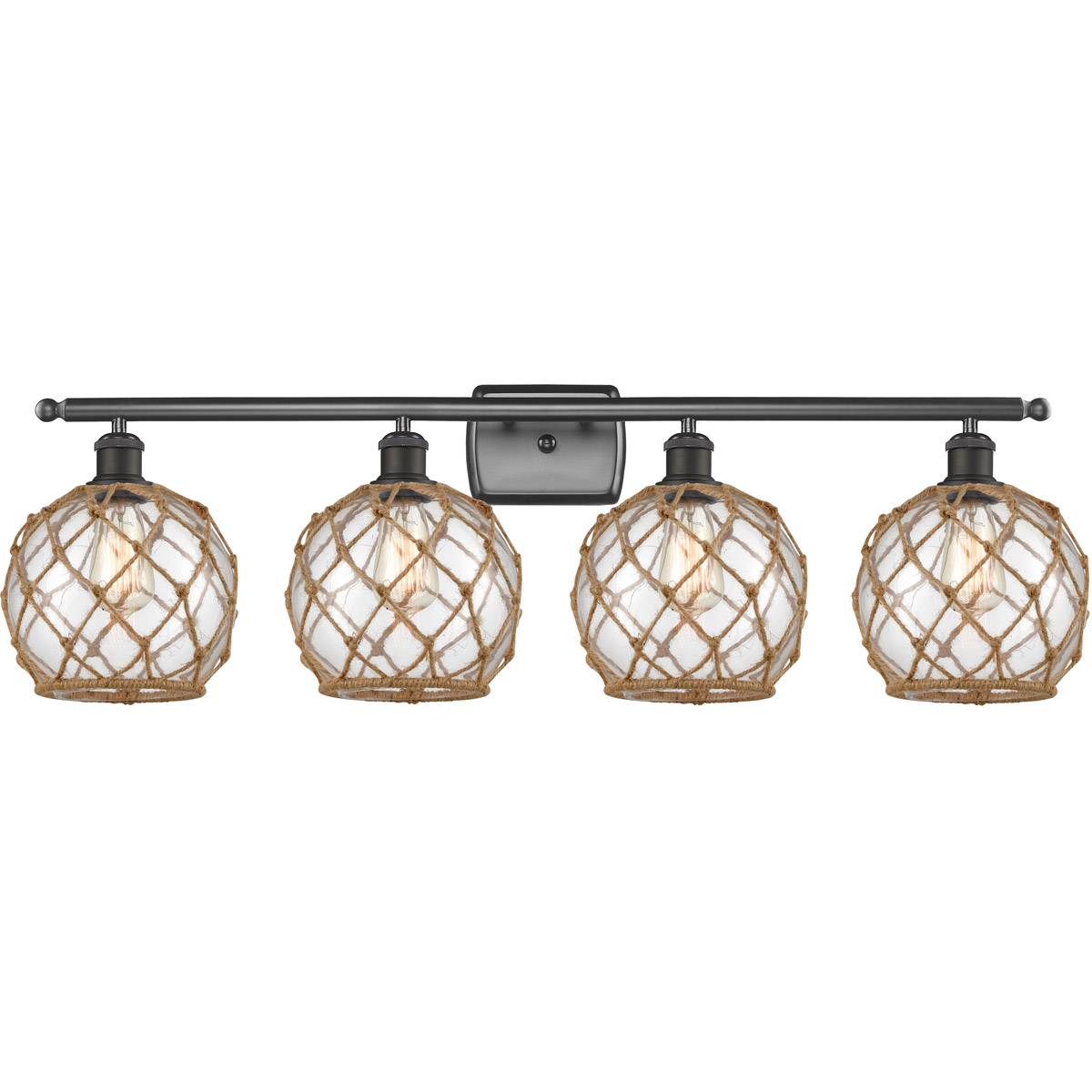 Innovations Lighting 516-4W-OB-G122-8RB-LED Ballston Farmhouse Rope LED 36 inch Oil Rubbed Bronze Bath Vanity Light Wall Light in Clear Glass with Bro
