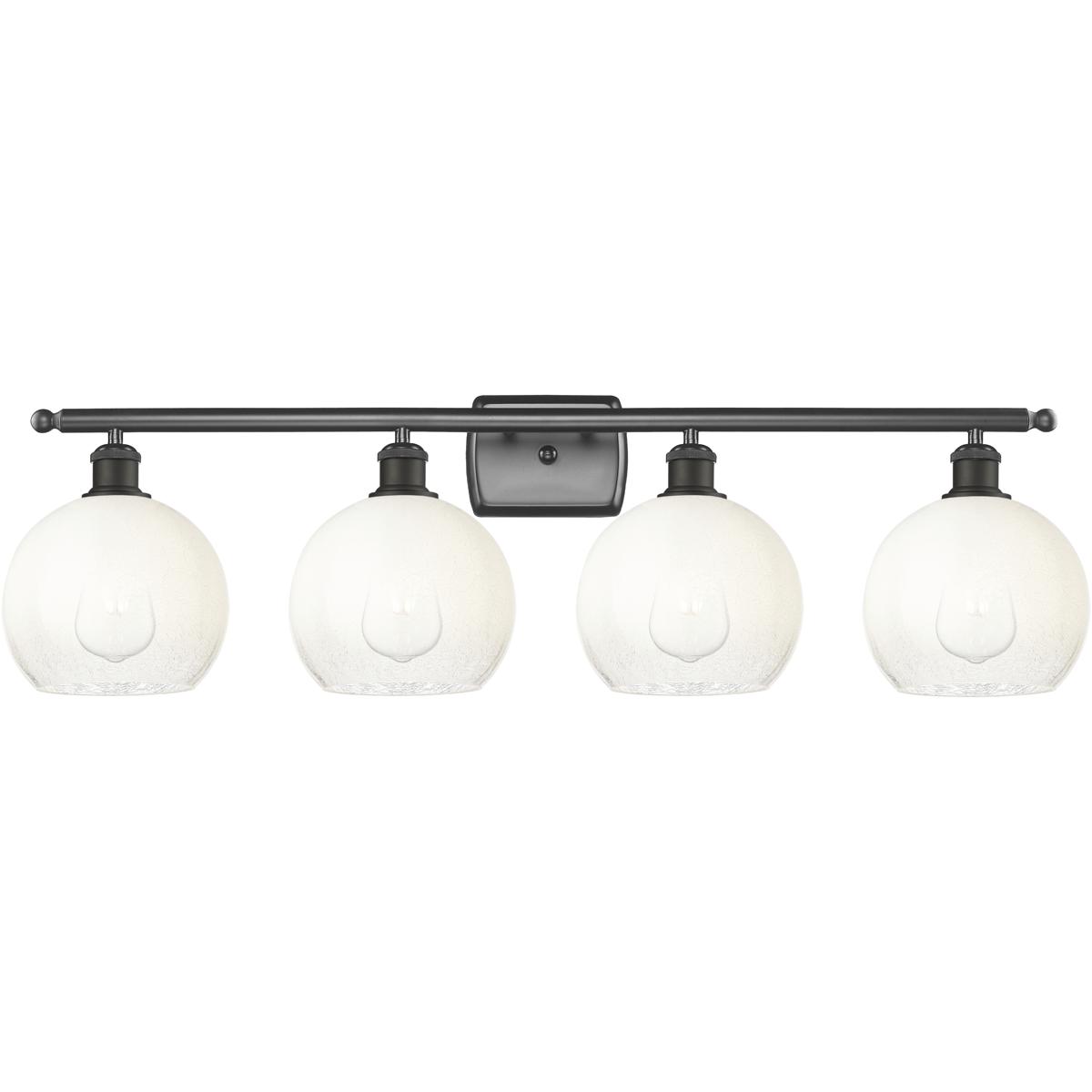 Innovations Lighting 516-4W-OB-G483-8OP Ballston Brookhaven Globe 4 Light 38 inch Oil Rubbed Bronze Bath Vanity Light Wall Light in Opal Glass
