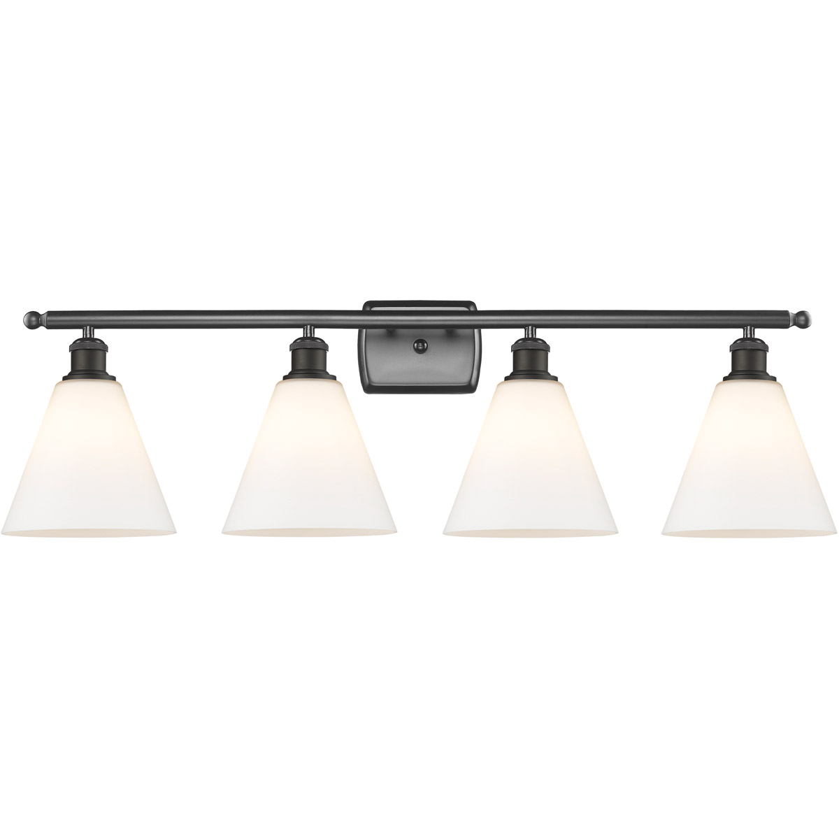 Innovations Lighting 516-4W-OB-GBC-81 Ballston Ballston Cone 4 Light 38 inch Oil Rubbed Bronze Bath Vanity Light Wall Light in Matte White Glass
