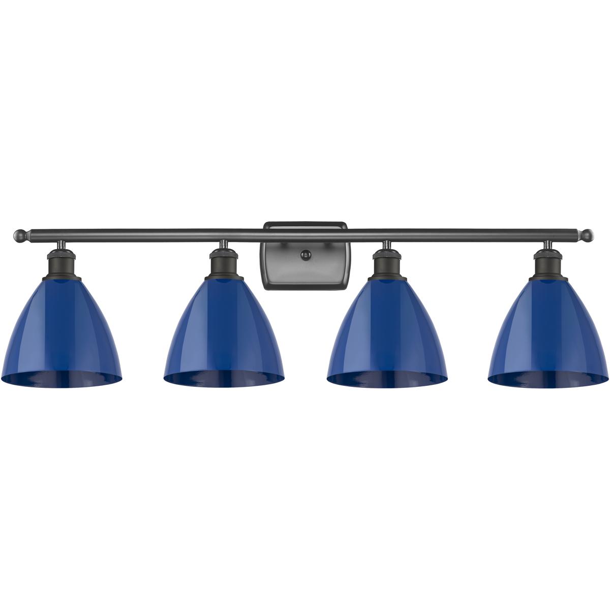 Innovations Lighting 516-4W-OB-MBD-75-BL Ballston Plymouth Dome 4 Light 38 inch Oil Rubbed Bronze Bath Vanity Light Wall Light in Matte Blue