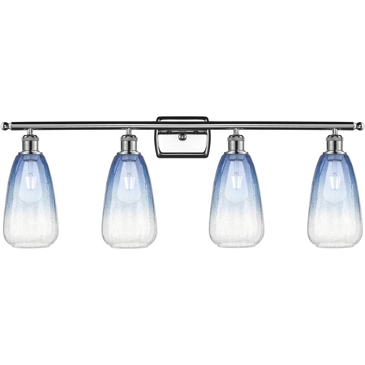 Innovations Lighting 516-4W-PC-G480-6SB Ballston Brookhaven Almond 4 Light 36 inch Polished Chrome Bath Vanity Light Wall Light in Sapphire Blue Glass
