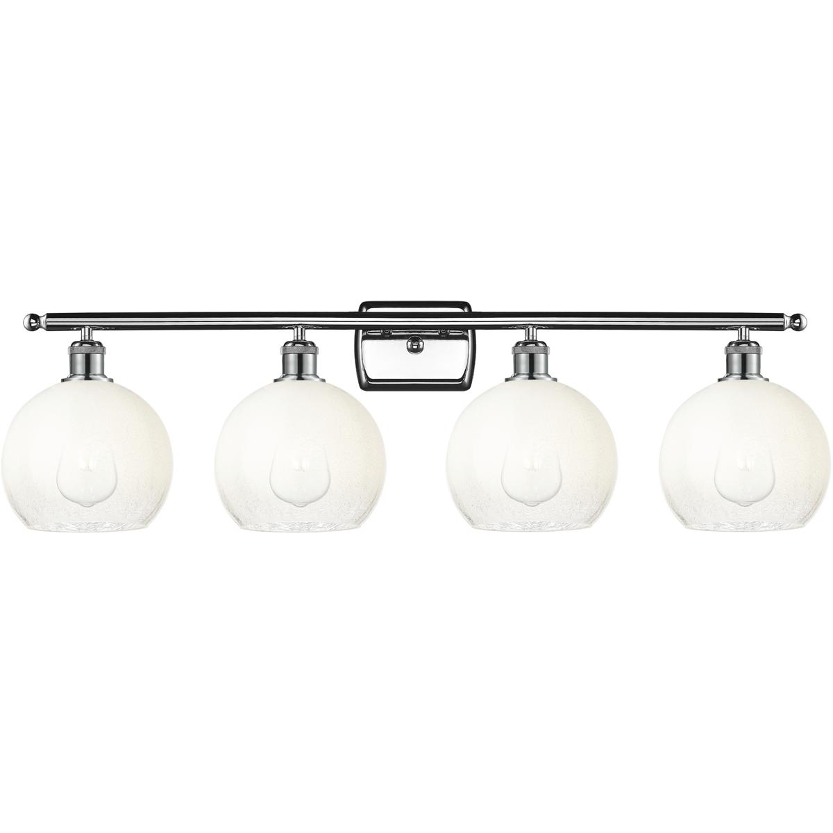 Innovations Lighting 516-4W-PC-G483-8OP Ballston Brookhaven Globe 4 Light 38 inch Polished Chrome Bath Vanity Light Wall Light in Opal Glass