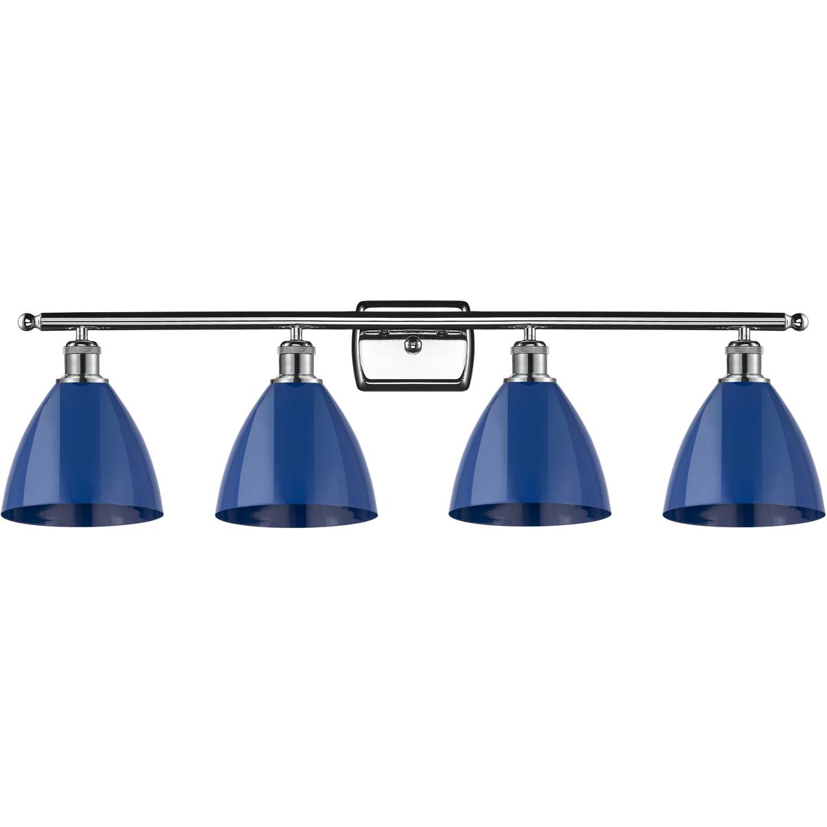 Innovations Lighting 516-4W-PC-MBD-75-BL Ballston Plymouth Dome 4 Light 38 inch Polished Chrome Bath Vanity Light Wall Light in Matte Blue
